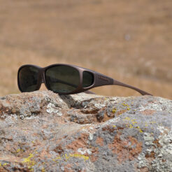 Mini Slim fitover sunglasses in sand with gray lenses