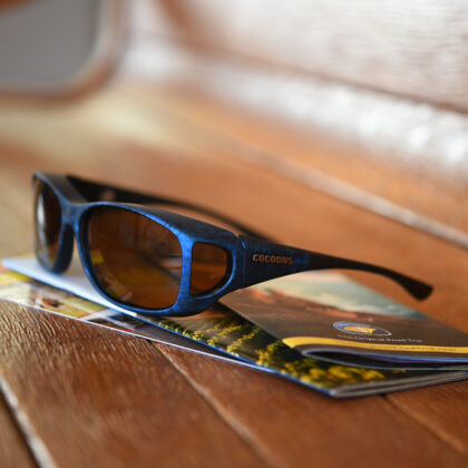 electric blue cocoons fitover sunglasses