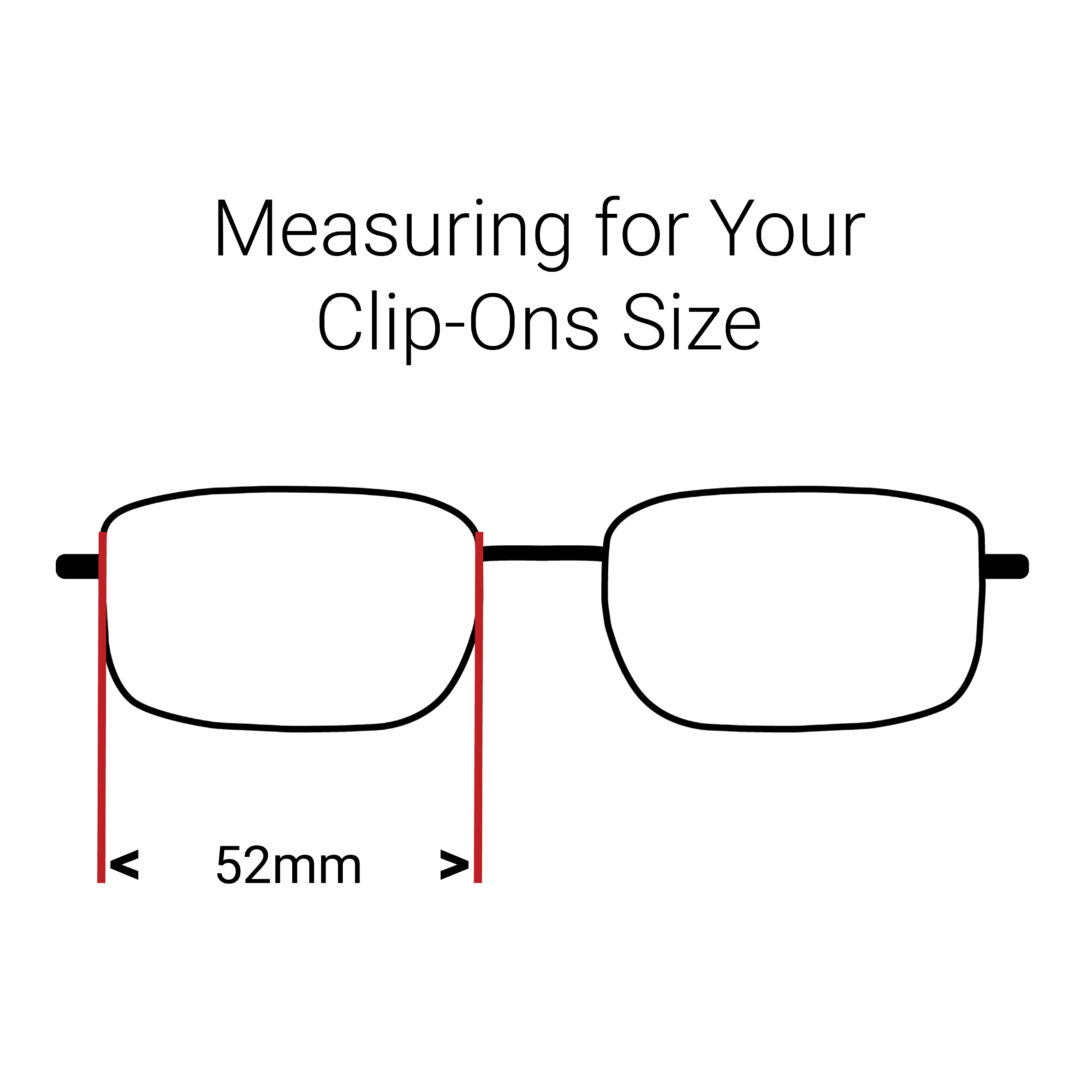 Image showing where to measure lenses for rectangle shaped Cocoons Clip-Ons