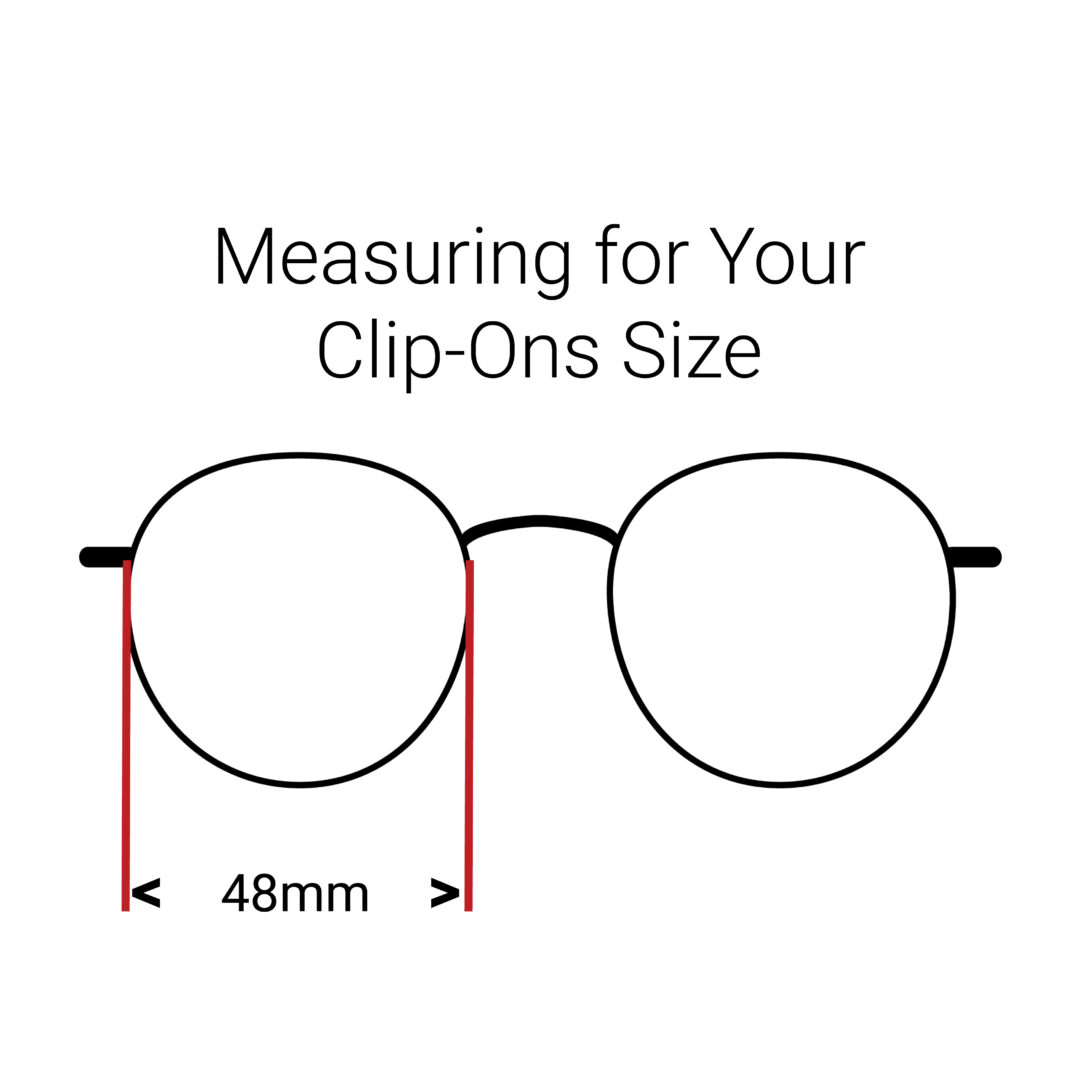 Image showing where to measure lenses for round shaped Cocoons Clip-Ons