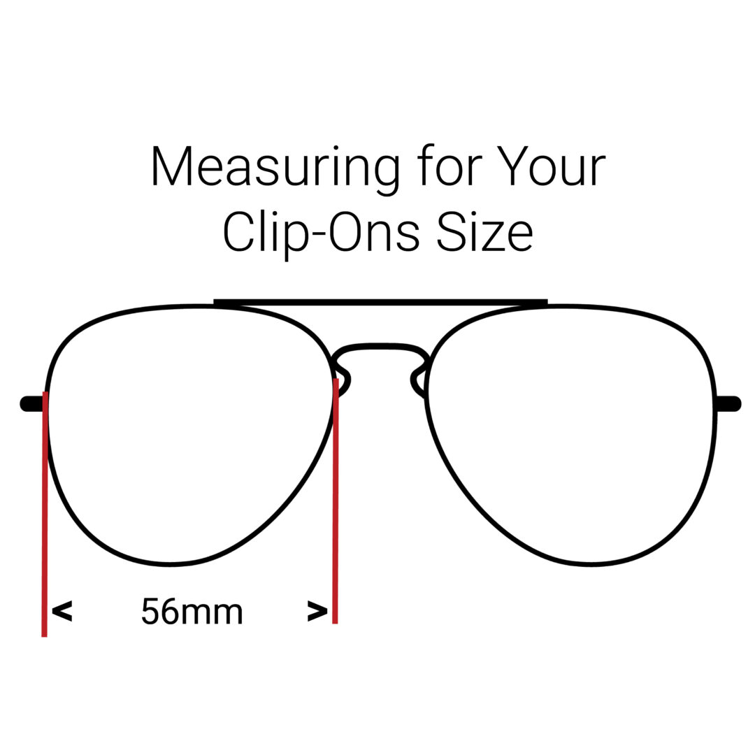 Image showing where to measure lenses for square shaped Cocoons Clip-Ons