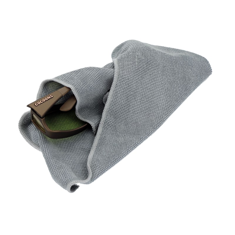 Image of Cocoons fitovers wrapped in Cocoons X-Large microfiber eyewear towel